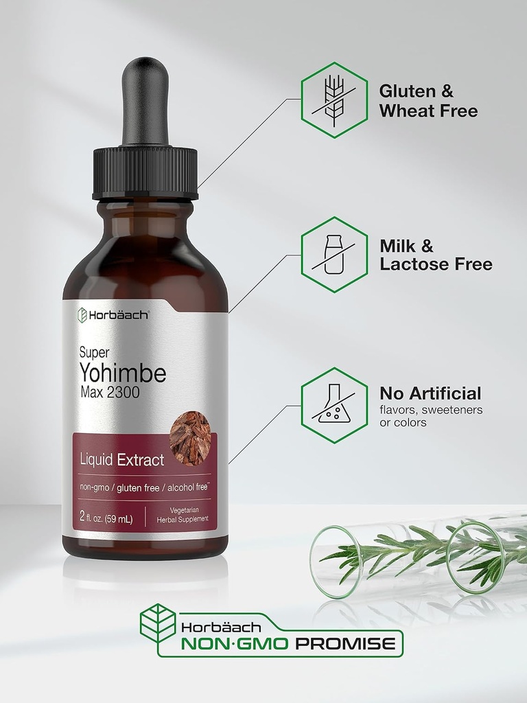 Horbäach Yohimbe Bark Liquid Extract | 2 Fl Oz | Supplement for Men and Women | Alcohol Free Tiincture Drops | Vegetarian, Non-GMO, and Gluten Free 5