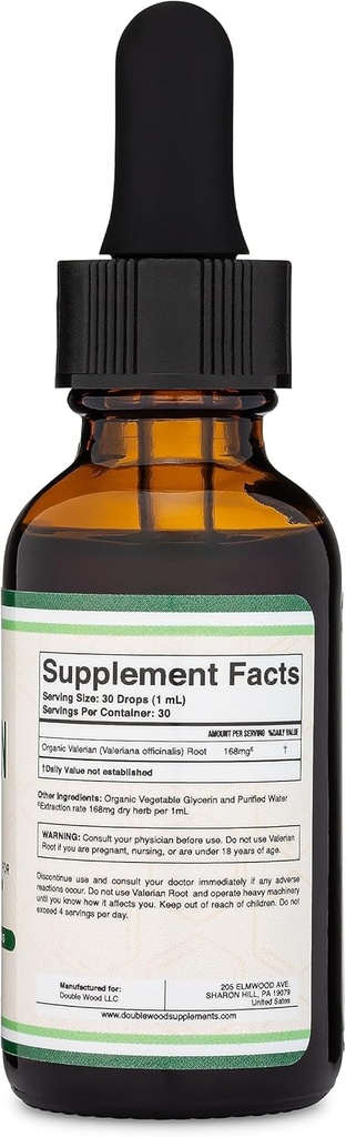 Valerian Root Drops for Sleep - Organic Valerian Root Tincture Extract 168mg - 1 FL OZ, 30 Servings (Better Absorbed Than Capsules, Enhances Valerian Root Tea) for Relaxation and Calm by Double Wood 5