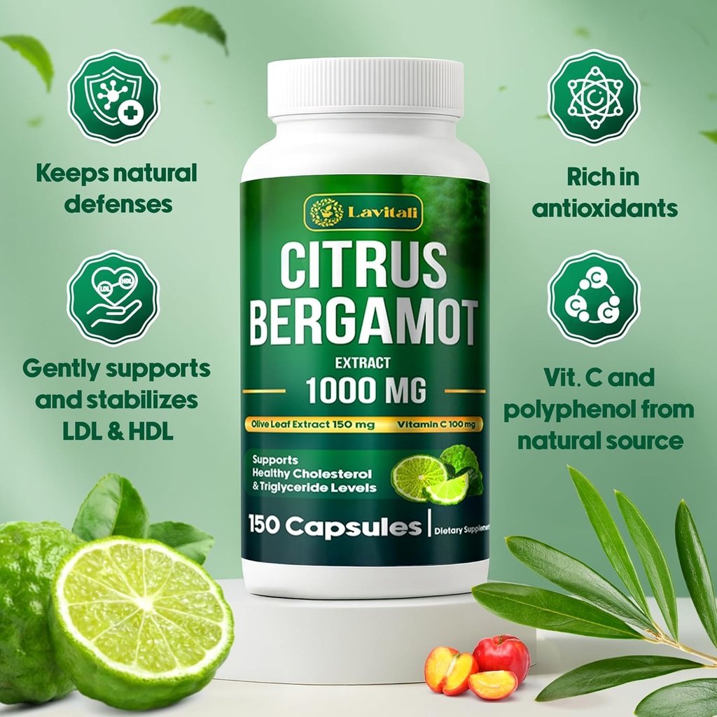 25x Concentrated Citrus Bergamot Extract Capsules, 150 Veggie Capsules, Citrus Bergamot 1000mg Capsules, Non-GMO, Gluten-Free, All Natural, Vegetarian Capsules 3