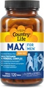 Country Life Max for Men Multivitamin: Iron-Free, Gluten Free, Saw Palmetto, Lycopene, Daily Support for Energy, Heart & Men's Health,120 Vegetarian Tablets 2
