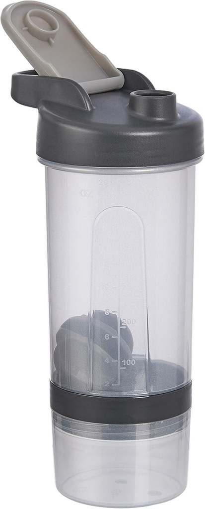 Basics Protein Shaker Bottle with Mixer Ball, Cups for Shakes, 20 oz, 2-Pack, Gray, 11.8x9x23 cm 4