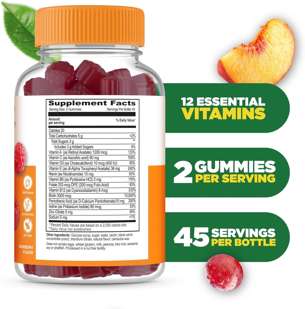 Lifeable Womens Multivitamin Gummy | with Vitamin A, C, D, E, Niacin, B6, Folate, B12, Biotin, Pantothenic Acid, Iodine, Zinc | Great Tasting Multivitamin for Women Gummies | 90 Gummies 3