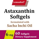 Free-Form Astaxanthin 6mg Softgel-60 Softgels Dietary Supplement Strongest Antioxidant Immune Supports Supports Eye,Joint & Skin Health Formulated with Sacha Inchi Oil 3