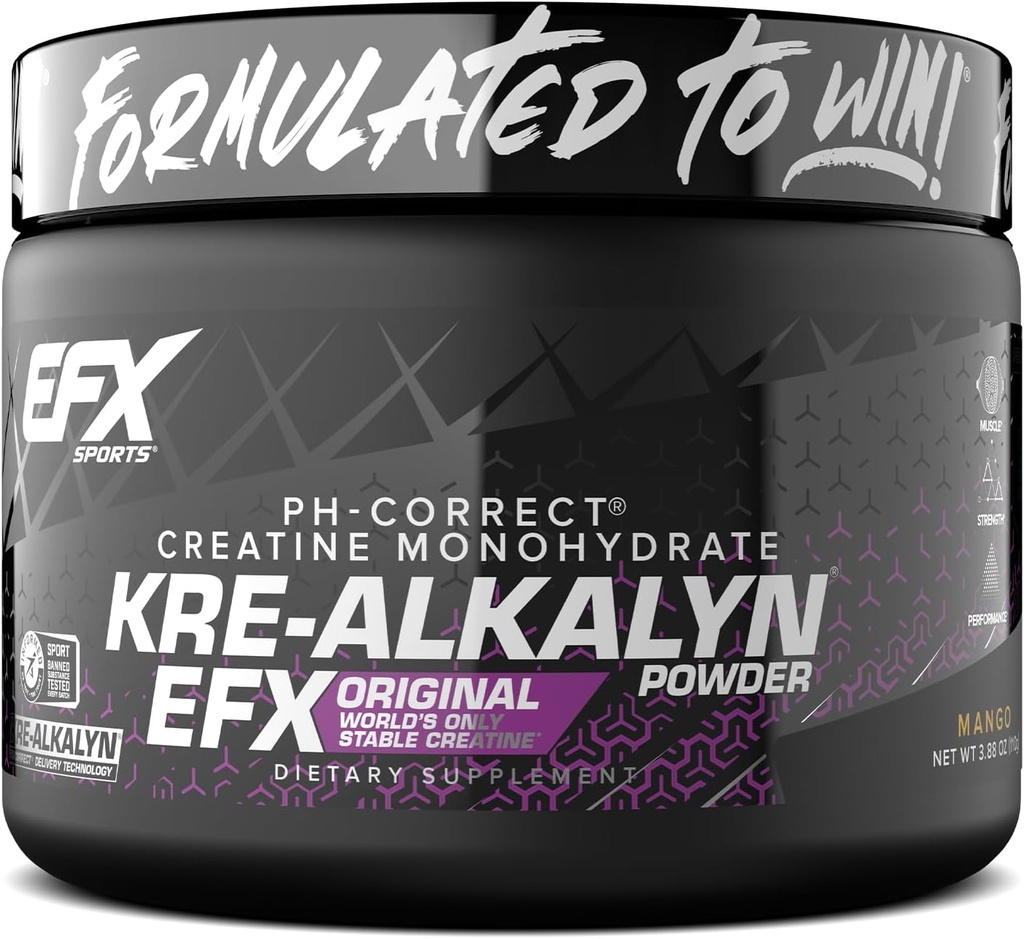 EFX Sports Kre-Alkalyn EFX Powder | pH Correct Creatine Monohydrate Powder Supplement | Strength, Muscle Growth & Performance | 55 Servings (Mango) 2