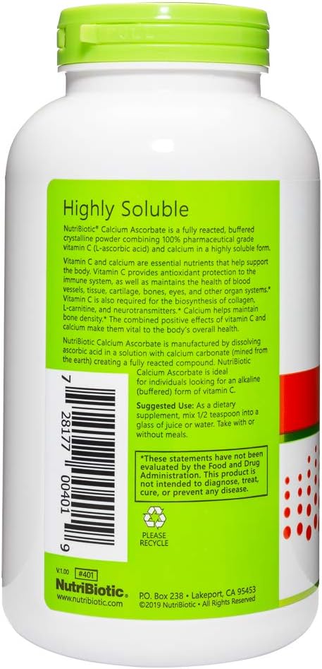 NutriBiotic - Calcium Ascorbate Vitamin C Powder, 16 Oz | Essential Antioxidant & Collagen Supplement Buffered with Calcium | Non-Acidic & Easier on Digestion Than Ascorbic Acid | Gluten & GMO Free 3