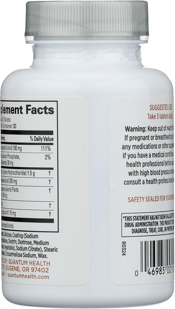 QUANTUM RESEARCH Super Lysine + Tablet, 0.93 Pounds 3