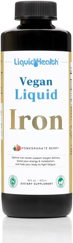 LIQUIDHEALTH Vegan Liquid Iron Supplement with SunActive & Ferrochel Fe - Natural Energy, Immune System & Metabolic Support, Increase Mental Clarity, Prenatal/Postnatal - USA Made, Non-GMO (3 Pack) 5