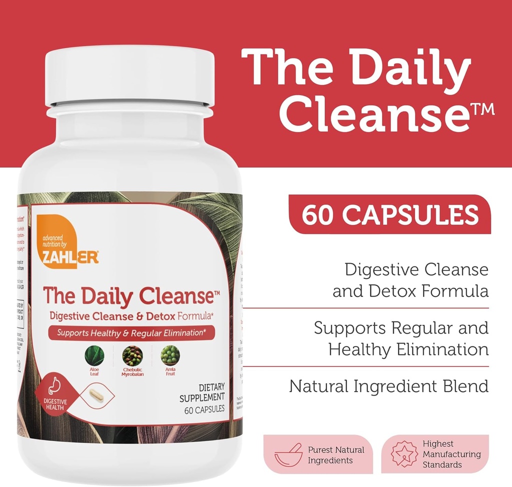 Zahler Daily Cleanse, Digestive Cleanse & Detox Formula, Supports Healthy and Regular Elimination, 60 Capsules. 4