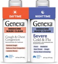 Genexa Daytime Cough & Congestion + Nighttime Severe Cold & Flu Combo Pack, Dye Free, 0% Artificial Additives, Liquid Multi-Symptom Cough, Cold, & Flu, Organic Blueberry Flavor, 12 fl oz (2 Pack) 2