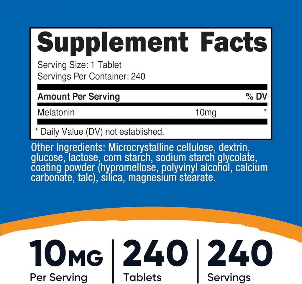 Nutricost Melatonin 10mg, 240 Tablets - 10mg Per Serving, Non-GMO, Gluten Free 3