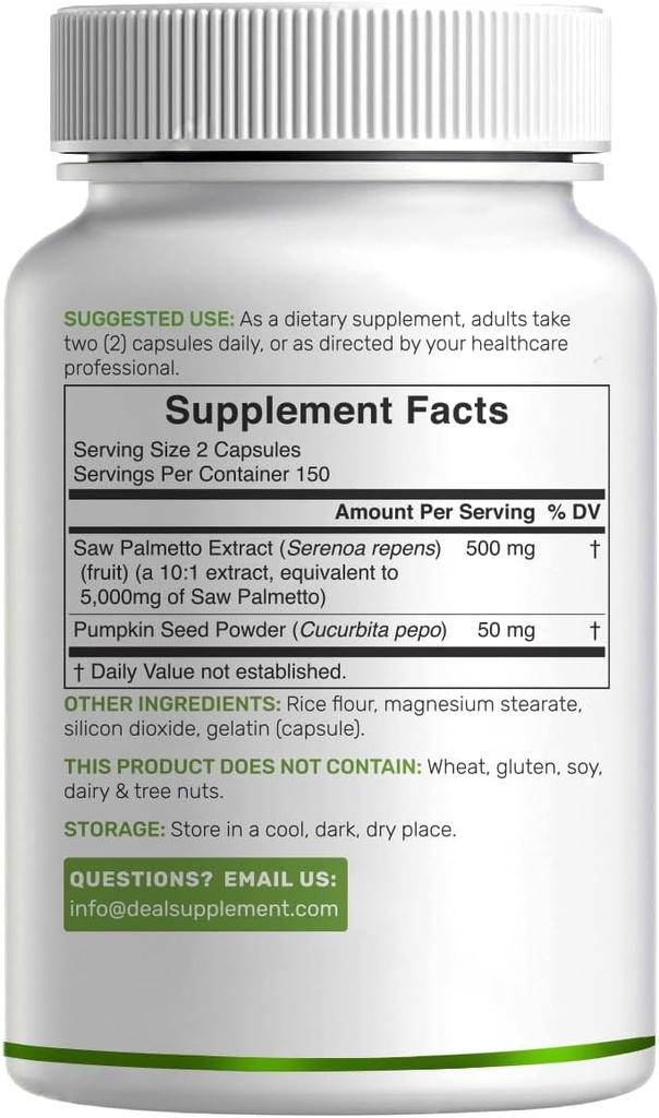 Saw Palmetto Supplement with Pumpkin Seed, 300 Capsules | Promotes Prostate Health | DHT Blocker | Hair Growth Vitamins, Maintain Normal Urinary Frequency 3