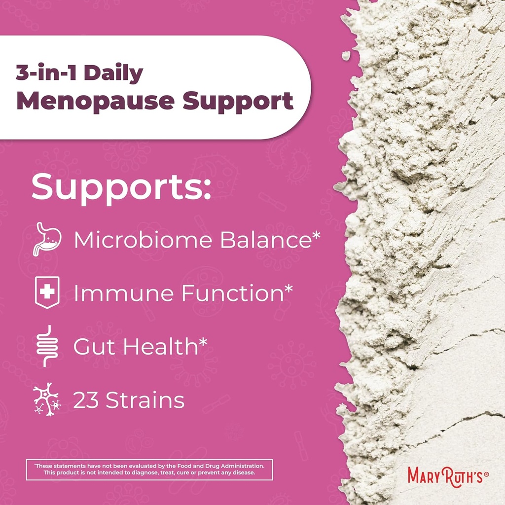 MaryRuth Organics 3-in-1 Menopause Probiotics for Women | Clinically Tested | Menopause Supplement for Women | Hormonal Support & Estrogen Supplement for Women| 60 Billion CFU | Allergen Free | 0.5 oz 5
