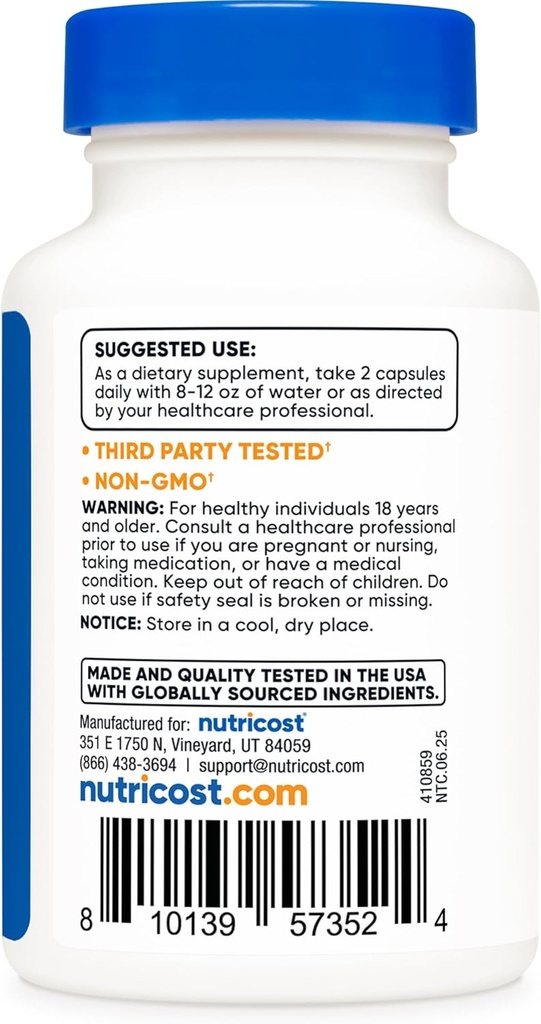 Nutricost Coleus Forskohlii 500mg Serving - Maximum Strength Formula 60 Caps (2 Bottles) 5