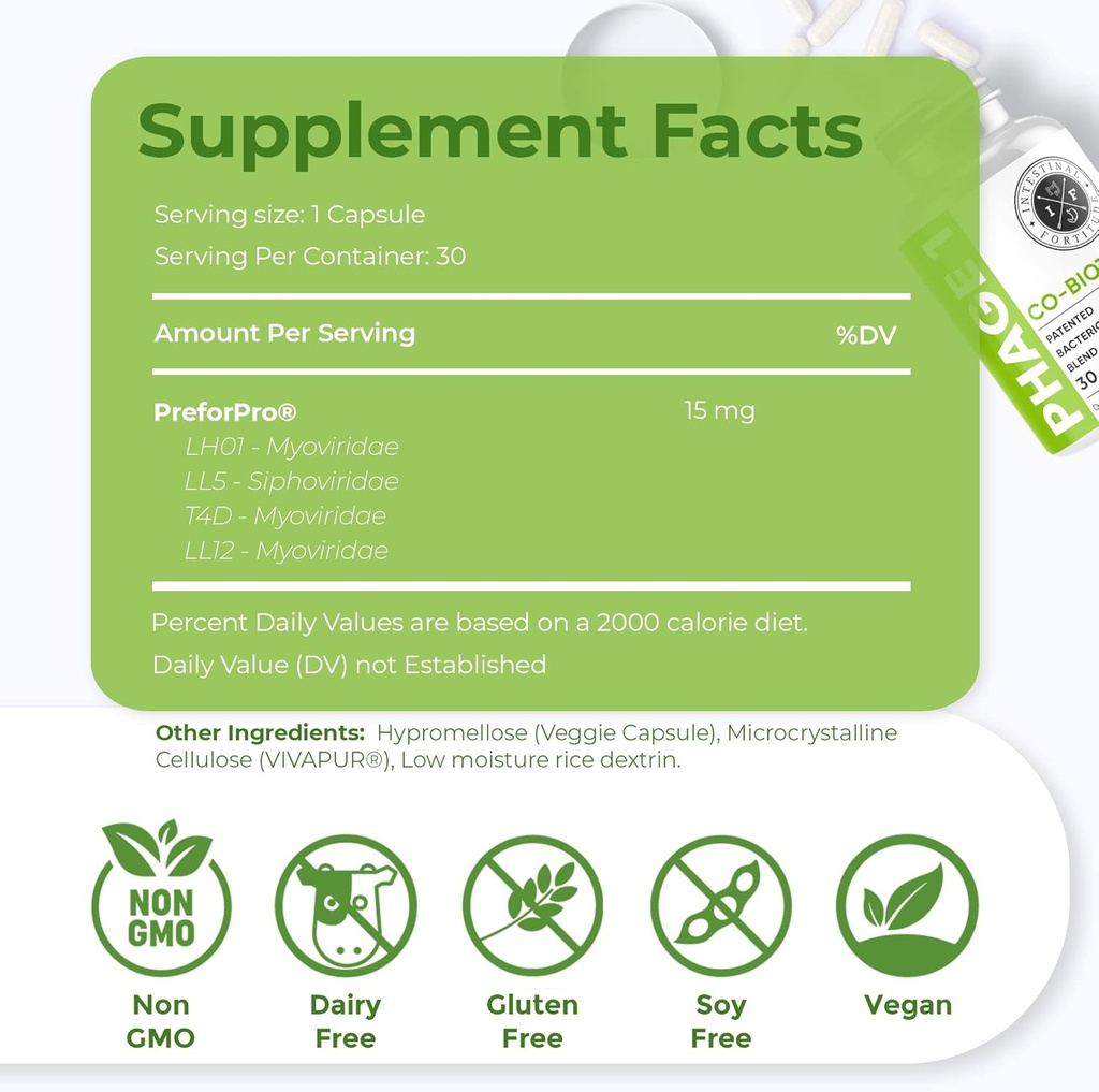 Intestinal Fortitude Phage 1 - Ultimate Gut Health Supplement, Total Restore Intestinal Defense, Patented Bacteriophage Blend for Gut Support, Digestive & Immune System Health, Destroy Bad Bacteria 3