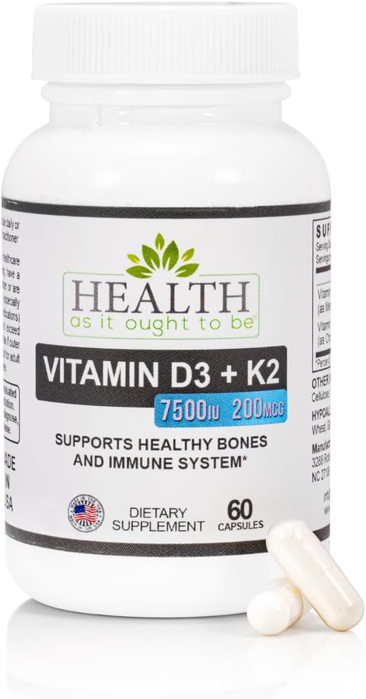 Health As It Ought To Be Vitamin D3+K2 Supplement | Supports Healthy Bones and Immune Health | 60 Capsules 2
