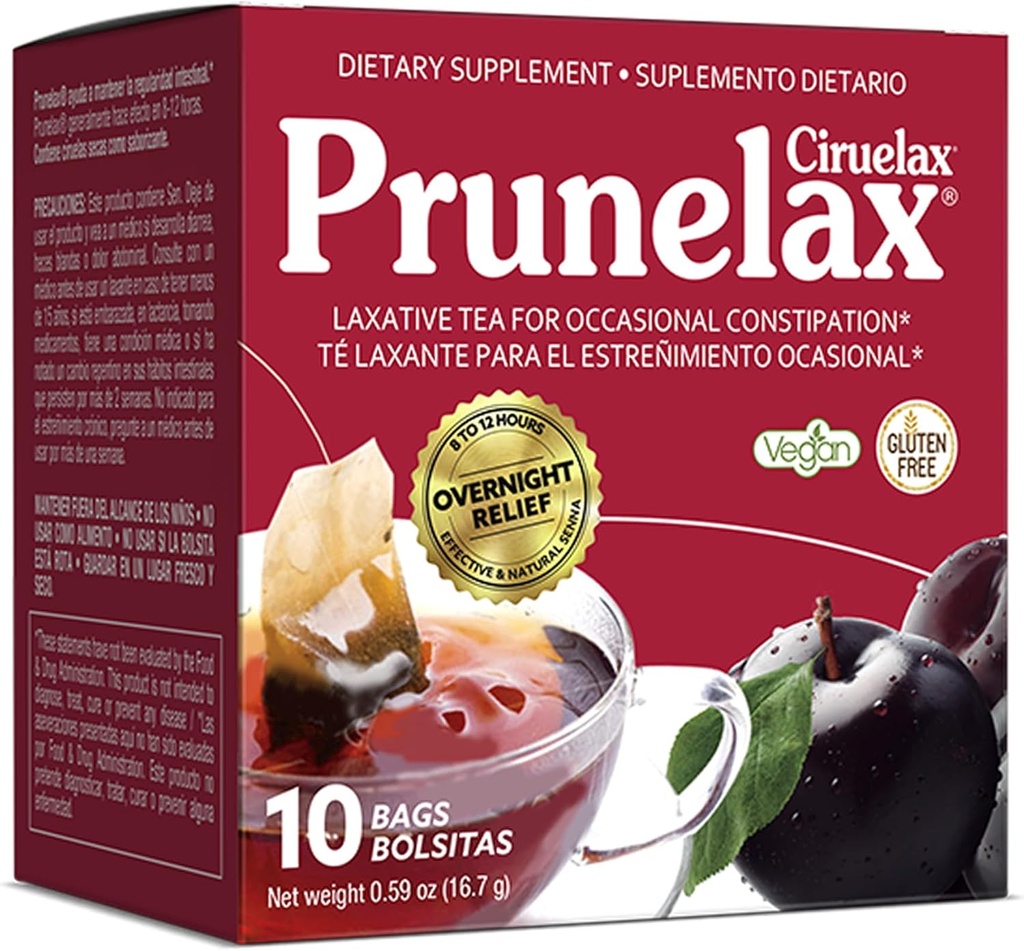 Prunelax Ciruelax Regular Strength Laxative Tea Bags - Made with Natural Senna Extracts, for Occasional Constipation, Senna Extract - 10 Bags 2