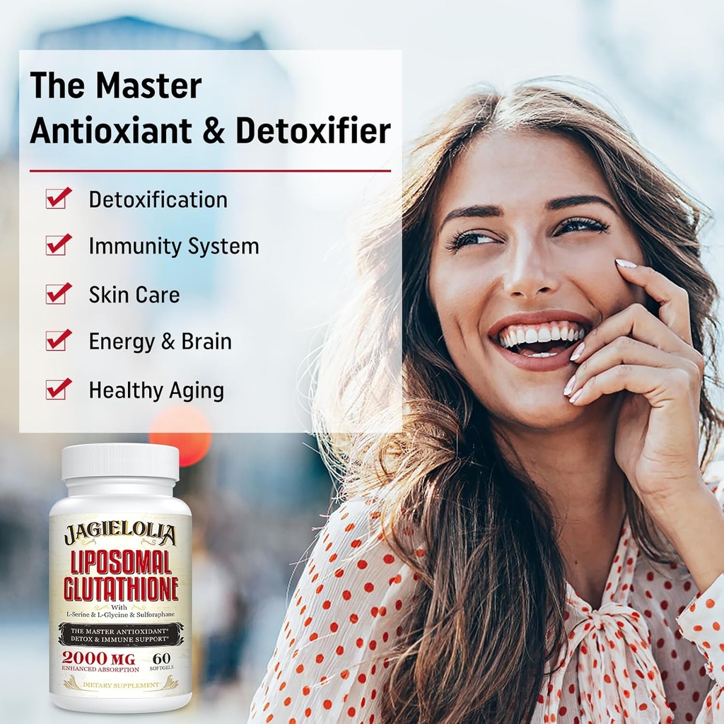 Liposomal Glutathione 2000 mg with L-Serine, L-Glycine & Sulforaphane – Active L-Glutathione Unique Formulation to Enhance Absorption - Master Antioxidant, Detoxifying & Immune | 180 Softgels 6