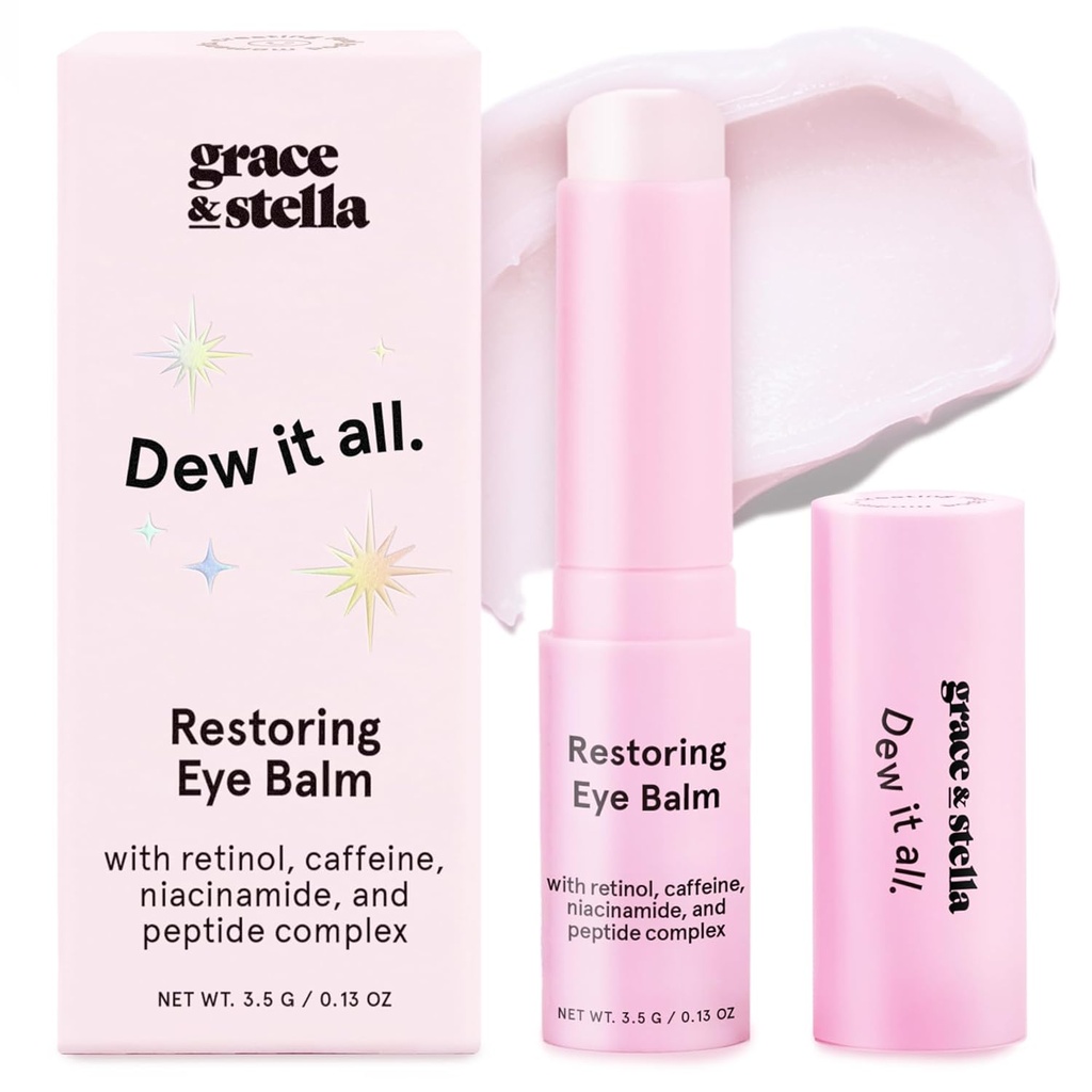 grace & stella Under Eye Brightener Balm Stick - Travel Size Toiletries - Retinol & Caffeine Eye Cream for Dark Circles, Puffiness, Wrinkles - Restore and Hydrate - Vegan Skincare (0.13oz / 3.5g) 2