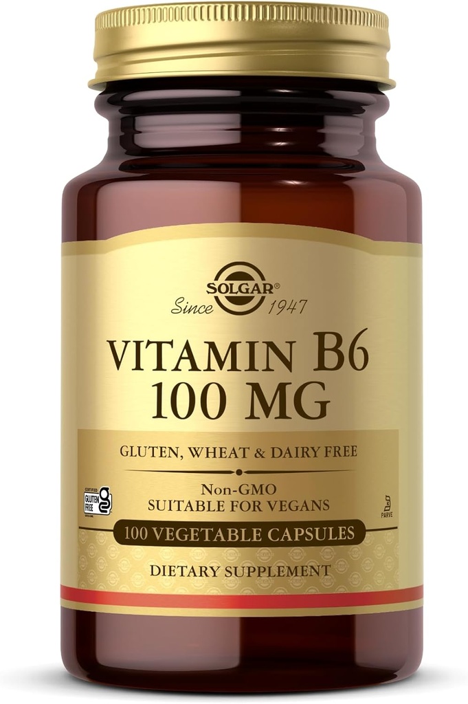 Solgar Vitamin B6 100 mg - 100 Vegetable Capsules - Non-GMO, Vegan, Gluten Free, Dairy Free, Kosher, Halal - 100 Servings 2