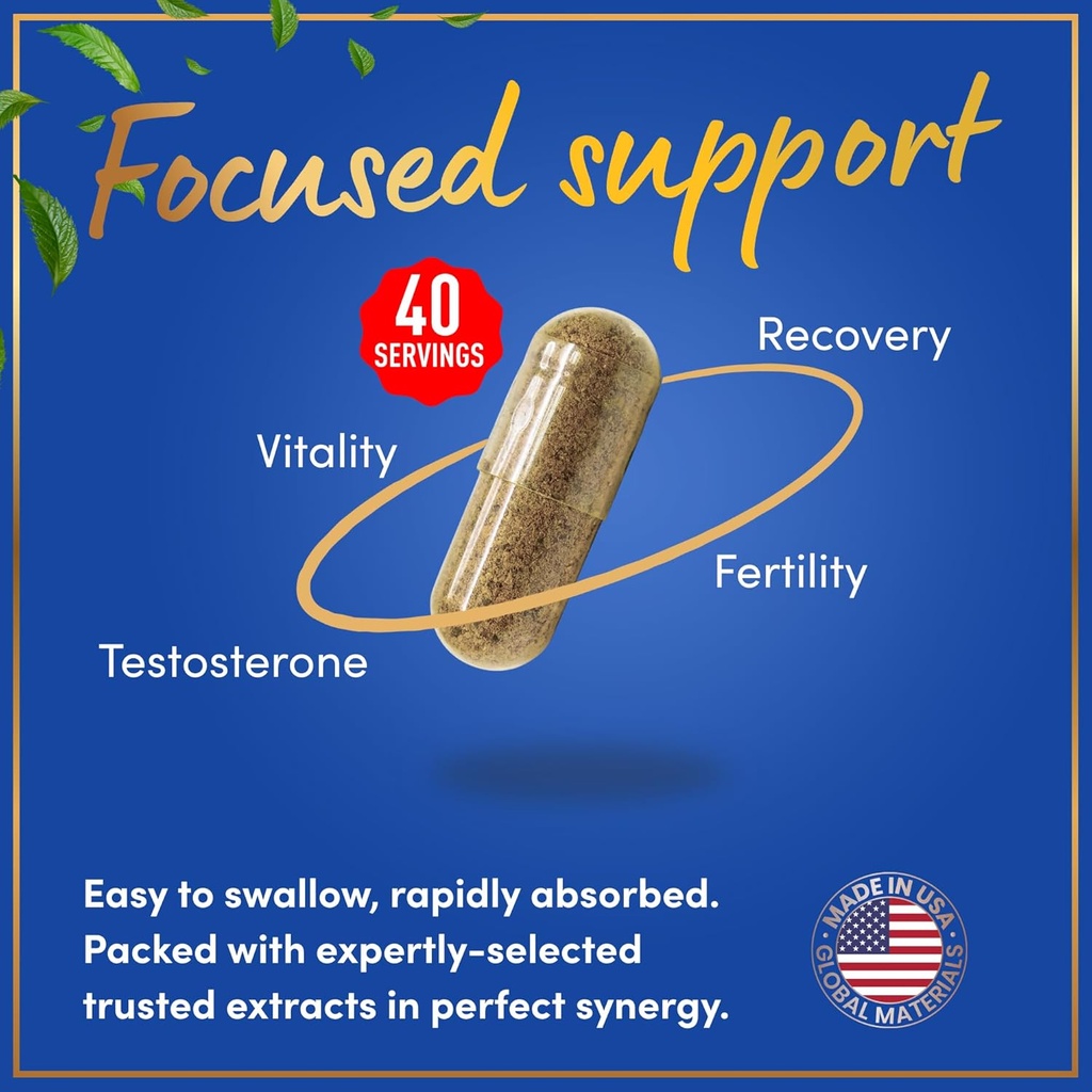 Fadogia Agrestis and Tongkat Ali Supplement - Fadogia Agrestis 600mg, 500mg Longjack Tongkat Ali for Men, Maca Root, Fenugreek, Ashwagandha, Saw Palmetto to Support Energy, Stamina, Vitality - 120Caps 3