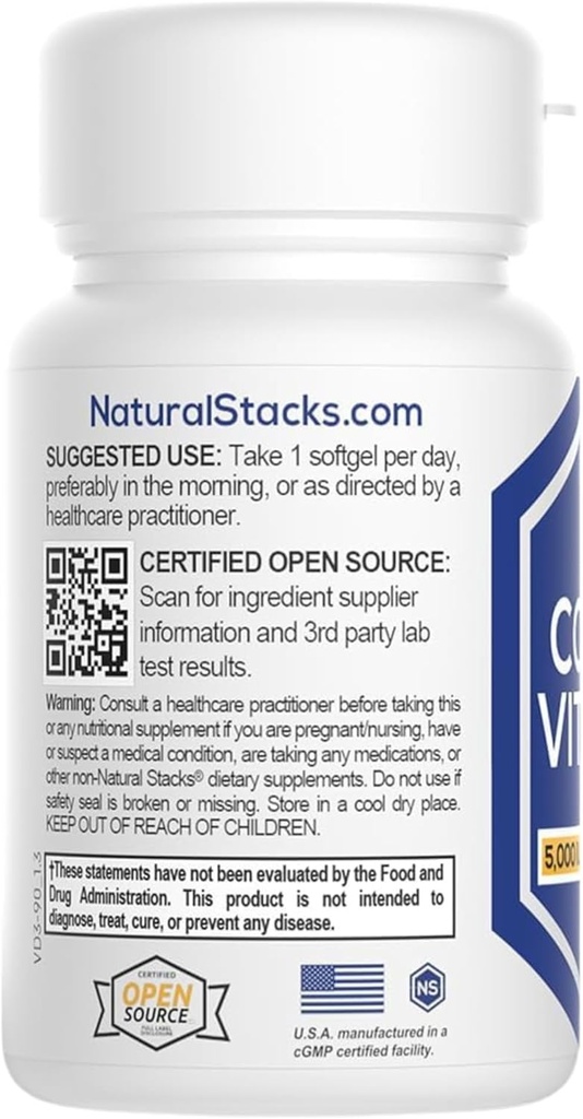 NATURAL STACKS Vitamin D 5000 IU Supplement - with Coconut Oil for Optimal Absorption - Vitamin D Pills for Immunity & Cell Growth - D3 125mcg Cholecalciferol Supplement - 30 D3 Servings 6