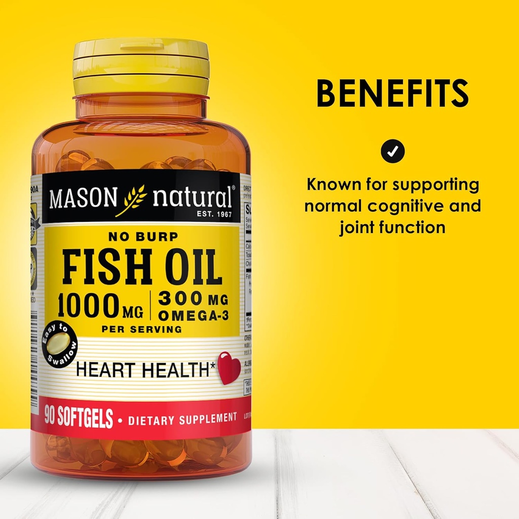 Mason Natural Omega,3 Fish Oil, 45,Day Supply, 1000mg with EPA and DHA for Joint Support, 90 Softgels (Pack of 3) 3