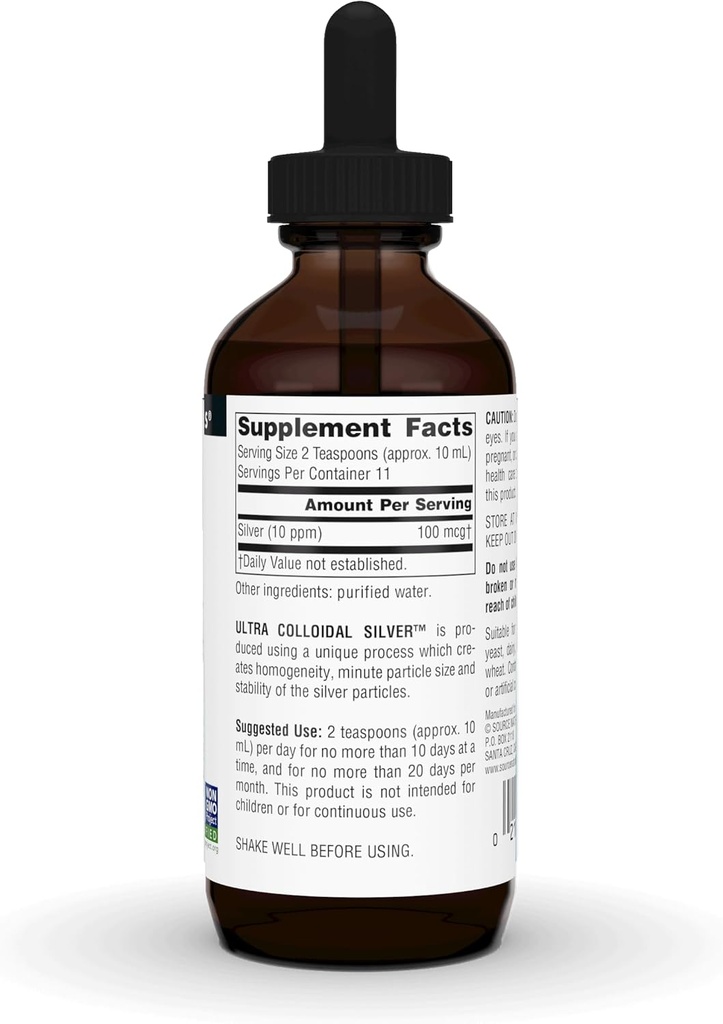 Source Naturals Ultra Colloidal Silver - Liquid Supplement for Immune System Support - 4 oz 4