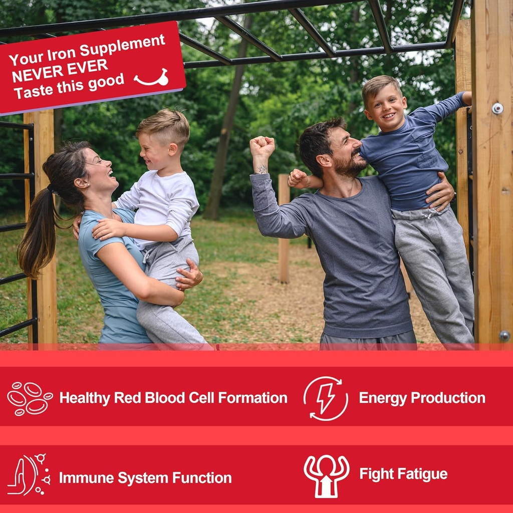 Vegan Iron Supplement for Women 25mg, Sugar Free Iron Gummies with Vitamin C, Methy B12, Folate for Energy Boost, Iron Deficiency, No After Taste, Peach Flavor - 60 Count (Pack of 2) 5