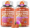 Milk Thistle Liver Detox Gummies, 18-IN-1 Liver Cleanse Detox & Repair Supplement with Berberine, Chicory Root, Turmeric, Artichoke, Dandelion Root, Chanca Piedra, Vitamins B6 B12-Sugar Free,Pack of 2 2