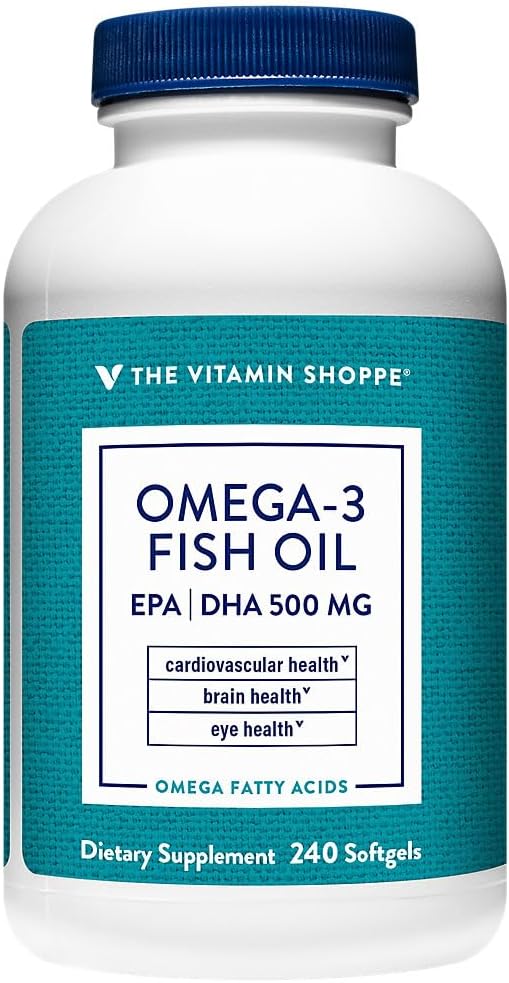 The Vitamin Shoppe Omega 3 Fish Oil, EPA & DHA 500mg, Purity Assured, Molecularly Distilled to Support Cardiovascular, Joint and Brain Health 1000mg (240 Softgels) 2