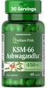 Puritan's Pride KSM-66 Ashwagandha® 450mg, Highly Concentrated Dietary Supplement for Stress Relief, Mood Enhancing, and Memory Support, 1 Month Supply, 60 Capsules 2
