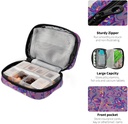 Paisley Watercolor Floral Pill Box 7 Day Pill Case Bag Travel Pill Organizer Bag with Zipper Portable Weekly Case Compact Size for Vitamin Supplement Holder 5