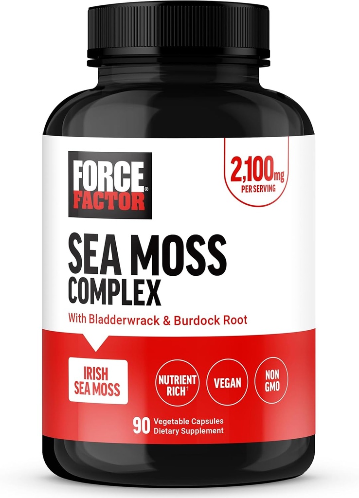 FORCE FACTOR Irish Sea Moss Capsules with Burdock and Bladderwrack for Immunity, Digestion, Heart Health, and Antioxidant Support, Vegan, No Gelatin, 90 Capsules 2
