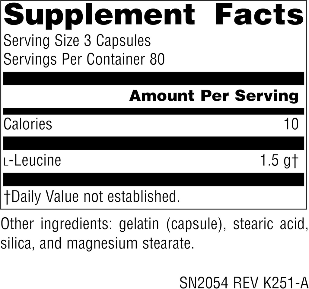 Source Naturals L-Leucine, Energy Support*, A Free Form Essential Amino Acid Supplement for Energy Support - 240 Capsules 3