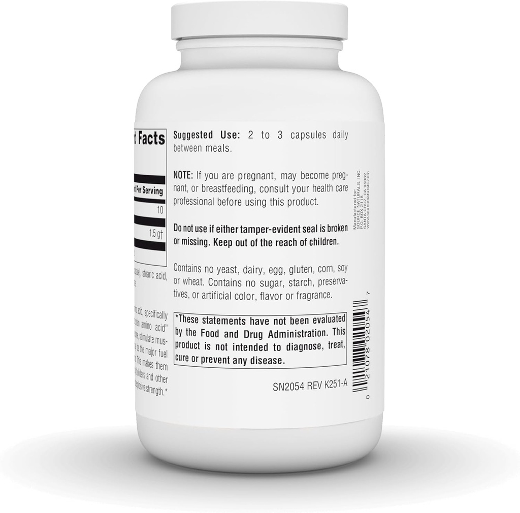Source Naturals L-Leucine, Energy Support*, A Free Form Essential Amino Acid Supplement for Energy Support - 240 Capsules 5