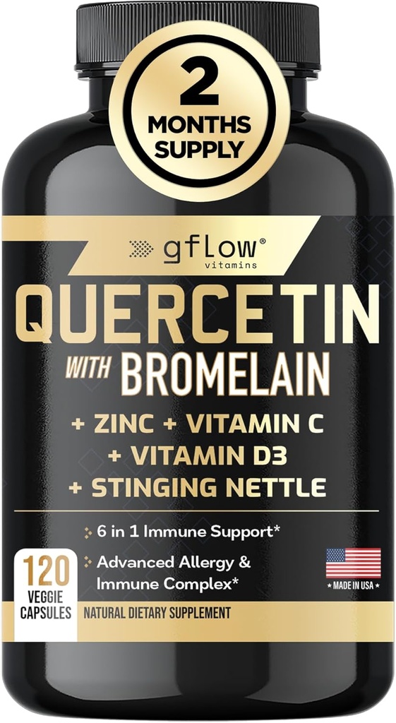 Quercetin with Bromelain, Stinging Nettle Supplement, Zinc Vitamin C Vitamin D | Non-GMO, Gluten-Free | Made in USA | 2 Months Supply 2