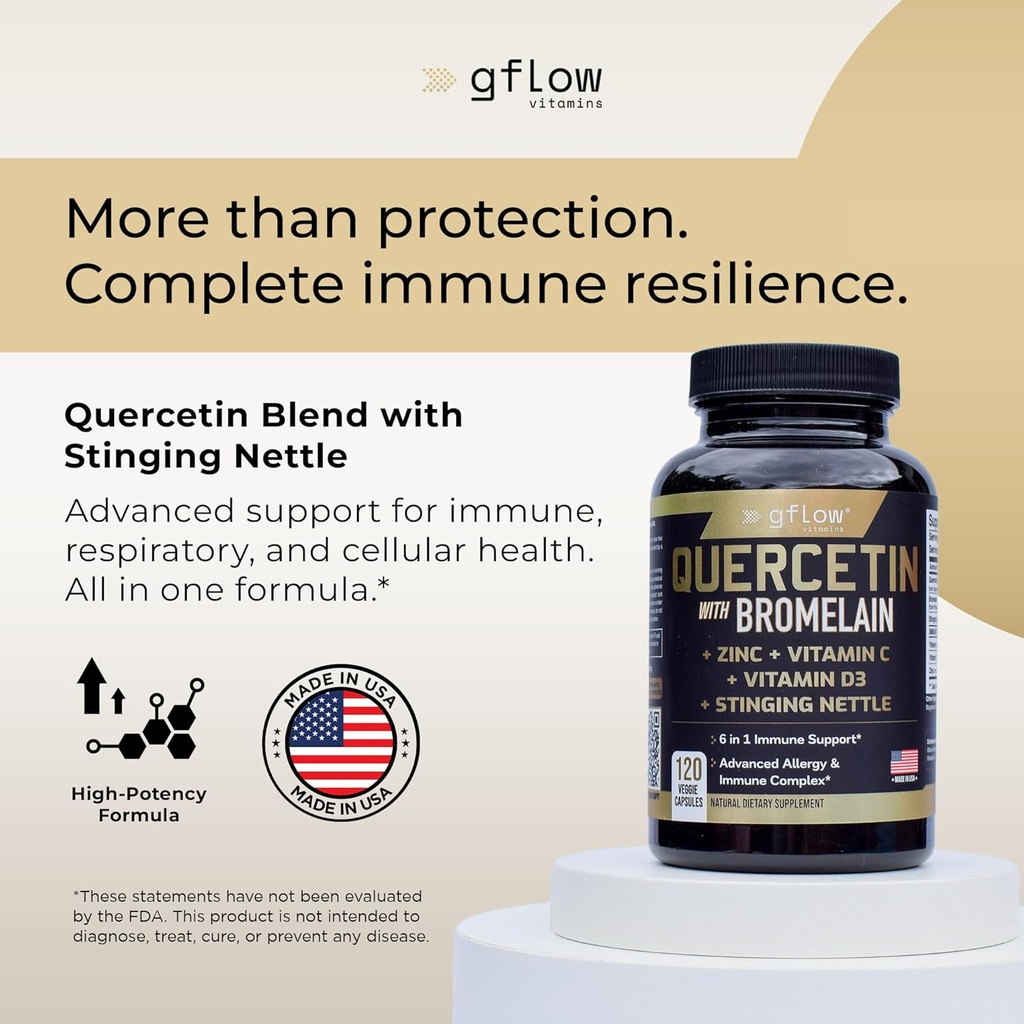 Quercetin with Bromelain, Stinging Nettle Supplement, Zinc Vitamin C Vitamin D | Non-GMO, Gluten-Free | Made in USA | 2 Months Supply 3