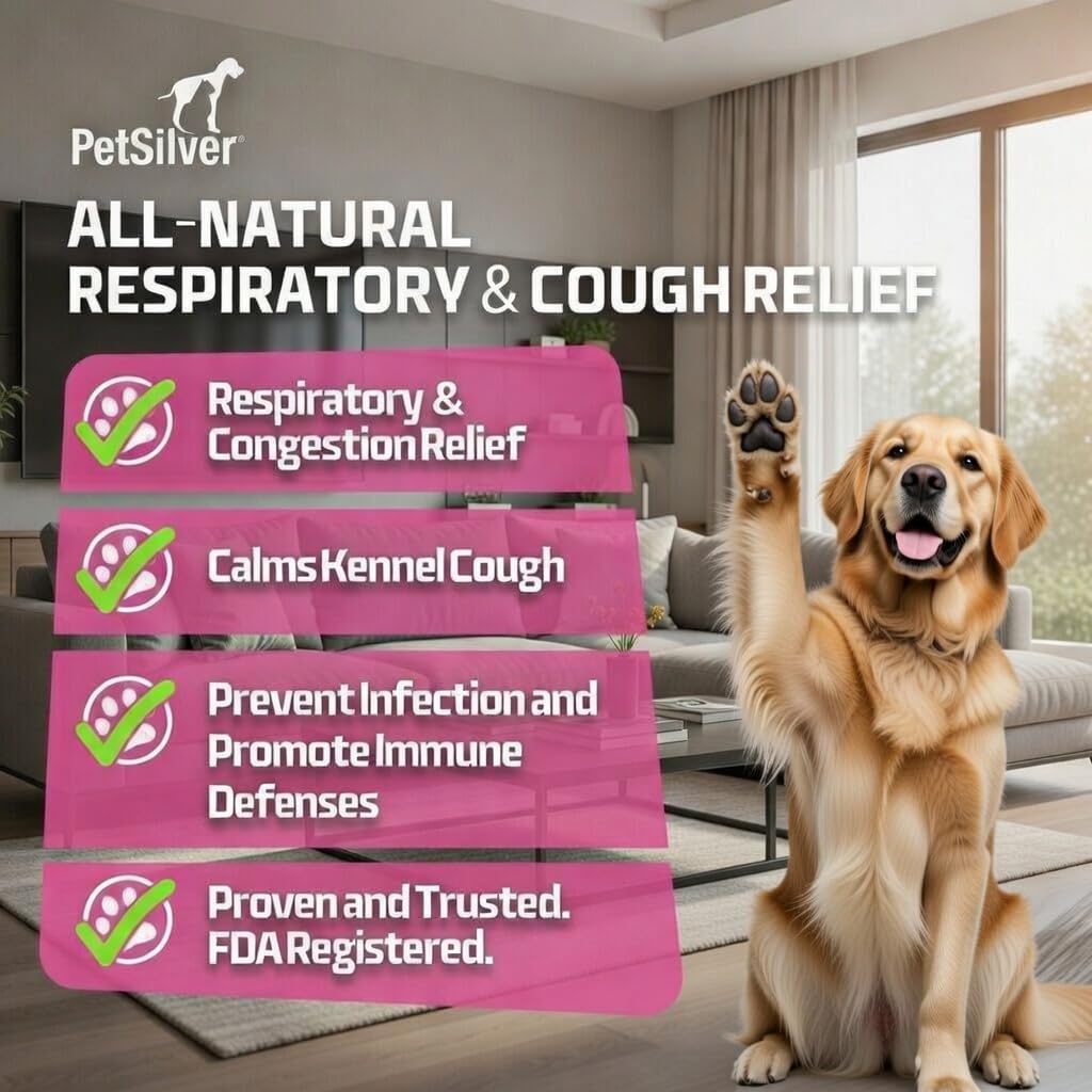 PetSilver Immune Support - Promotes Respiratory Health in Cats & Dogs, Sinus & Kennel Cough Treatment, Natural Antibiotic, Allergy Relief, Chelated Silver Formula, Easy-to-Use Dropper, USA - 2 fl oz 4