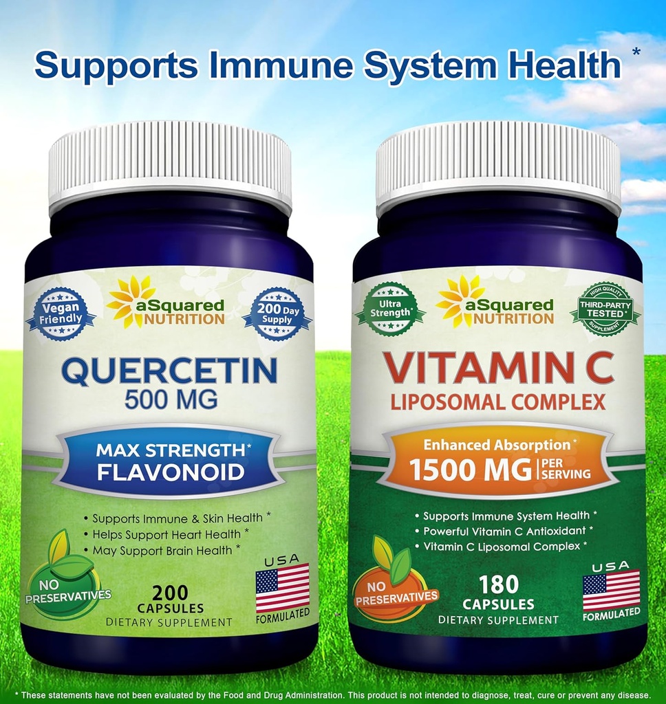 aSquared Nutrition Bundle for Quercetin 500mg & Vitamin C Liposomal Complex 1500mg - Immune Support 4