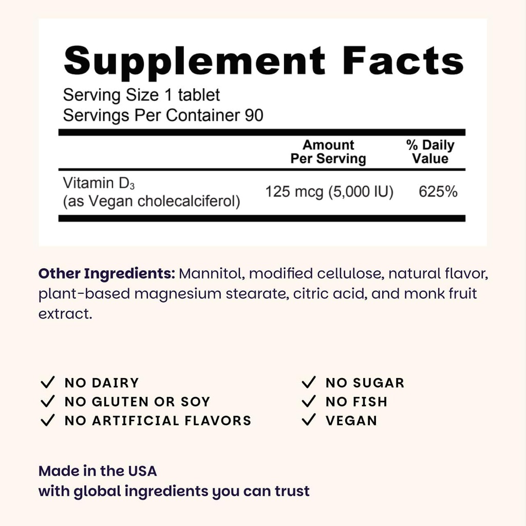 EZ Melts Dissolvable Vitamin D3 5,000 IU, Sugar-Free, 3-Month Supply - 1 Pack 4