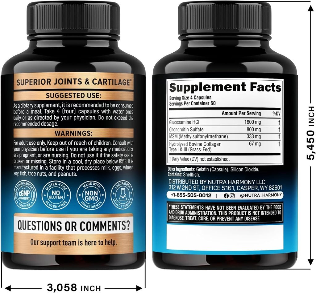 Glucosamine Chondroitin MSM Collagen | Joint Support Supplement 2800 mg | Made in USA | FSA Approved Product Items | Flexibility Nutritional Vitamins | for Men & Women, 240 Capsules 3