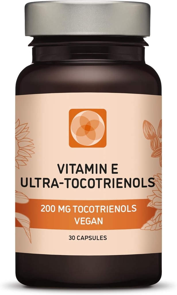 Ultra Tocotrienol 200mg Vitamin E Vegan – All 4 tocotrienols - Alpha Tocotrienol + Beta Tocotrienol + Gamma Tocotrienol + Delta Tocotrienol – No Tocopherols - Unique Tocotrienol Complex 6