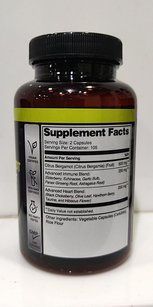 Citrus Bergamot with Olive Leaf, Hawthorn Berry & More - Combined Formula for Circulatory Health, Protective Function, Skin Health - 210 Capsules - 105 Day 4
