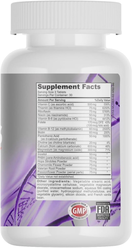 Chamomile and Passionflower Supplements, Choline Vitamins - Supports Mood & Focus - Non-GMO, Vegetarian Friendly, Gluten Free - 90 Tablets, Made in USA 6
