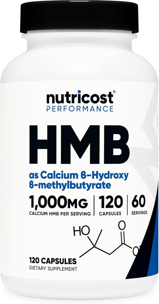 Nutricost HMB (Beta-Hydroxy Beta-Methylbutyrate) 1000mg (120 Capsules) - 500mg Per Capsule, 60 Servings - Gluten Free and Non-GMO 2