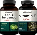 NatureBell Vitamin E Oil Softgels, 1,000iu Per Serving & Citrus Bergamot Veggie Capsules 5,000 mg Equivalent Bundle Pack | Easily Absorbed Form | High Antioxidant Level 2