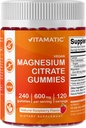 Vitamatic Magnesium Citrate Gummies 600mg per Serving - 240 Vegan Gummies - Natural Raspberry Flavor - High Absorption Magnesium Supplement - Supports Nerve, Bone and Muscle Health 2