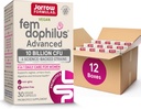 Jarrow Formulas Fem-Dophilus Advanced Probiotics 10 Billion CFU with 6 Science-Backed Strains, for Vaginal, Urinary Tract, Digestive, and Immune Support, 30 Veggie Capsules, Shelf-Stable, Pack of 12 2