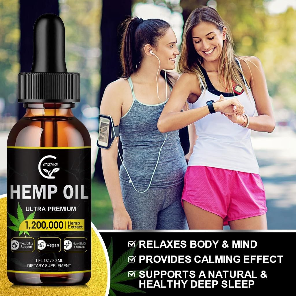 (4-Pack) High Potency Hemp Oil - Maximum Strength, Immune System Support, Focus Calm, Relaxation, Mood, Pure Extract, Organic, Vegan, Non-GMO 6