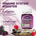 Elderberry Gummies with Zinc and Vitamin C Immune Support Herbal Dietary Supplements Berry Flavor Vegan Gummy Non-GMO Gluten Free 60 Gummies-2 Pack 3